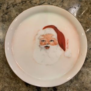 Santa Trinket Dish with gold accent trim